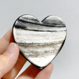 Silver Sheen Obsidian Heart Wing Carving With Stand