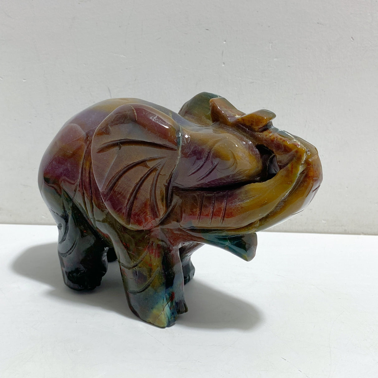 2 Pieces Large Ocean Jasper Elephant Carving
