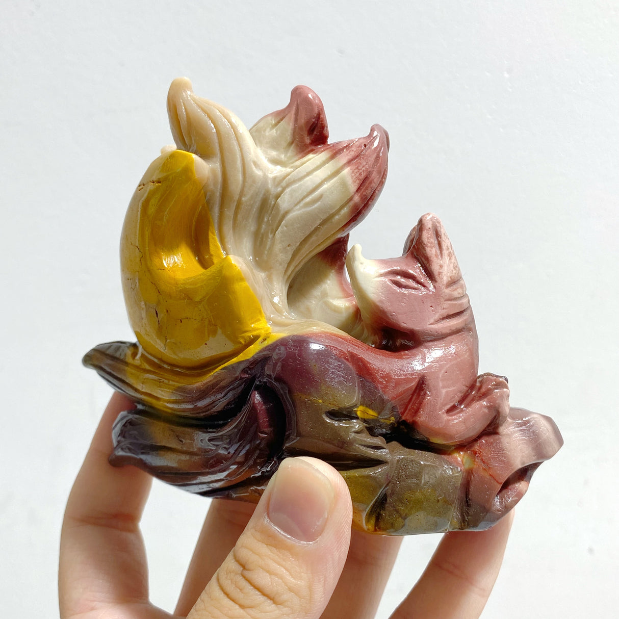 2 Pieces Mookaite Nine-tailed Fox Carving #3