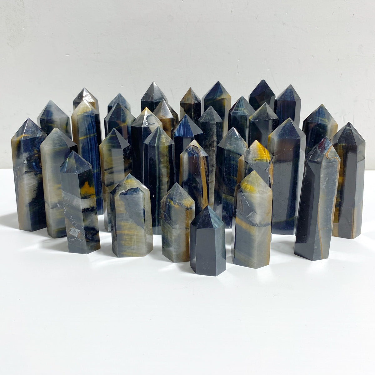 36 Pieces Blue Tiger Eye Mixed Quartz Tower Point