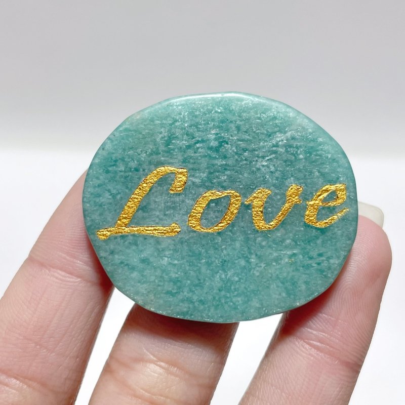 Engraved Amazonite Golden Word Stones Single Words Wholesale - Wholesale Crystals