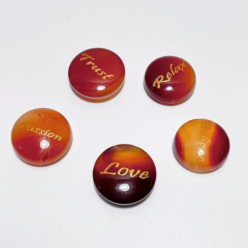 Engraved Carnelian Golden Word Stones Single Words Wholesale - Wholesale Crystals