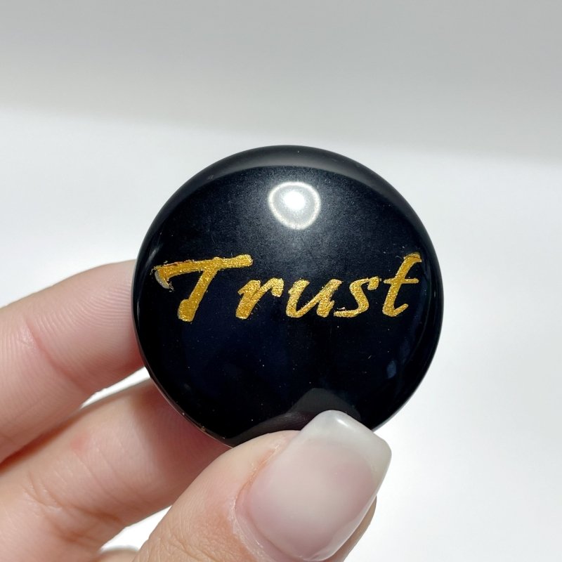 Engraved Obsidian Golden Word Stones Single Words Wholesale - Wholesale Crystals