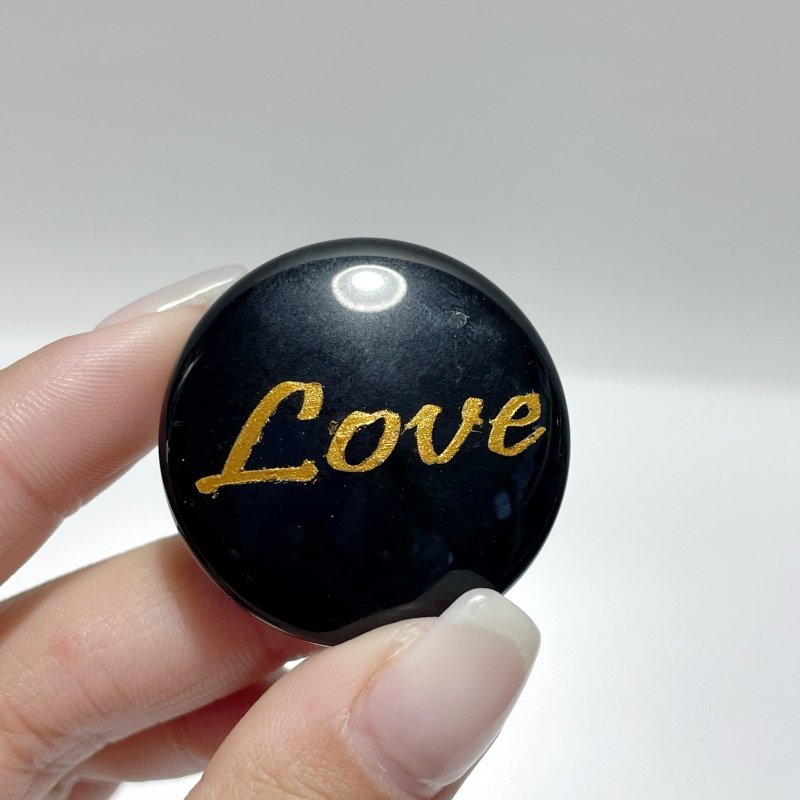 Engraved Obsidian Golden Word Stones Single Words Wholesale - Wholesale Crystals