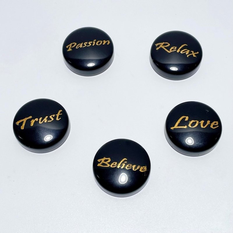 Engraved Obsidian Golden Word Stones Single Words Wholesale - Wholesale Crystals