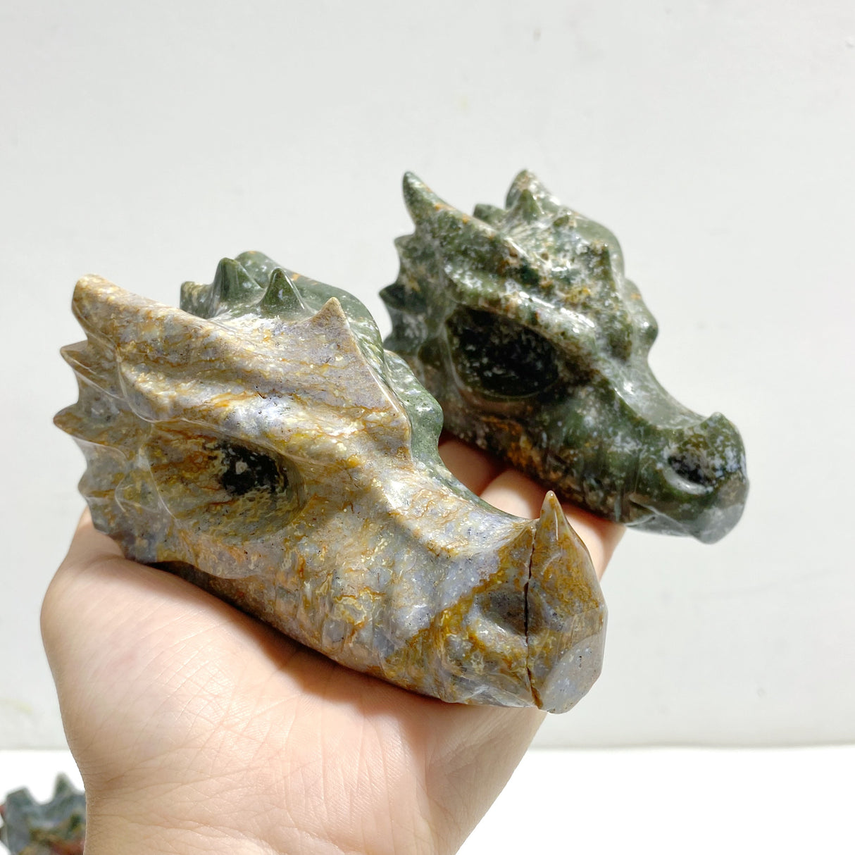 9 Pieces Ocean Jasper Dragon Head Carving Closeout