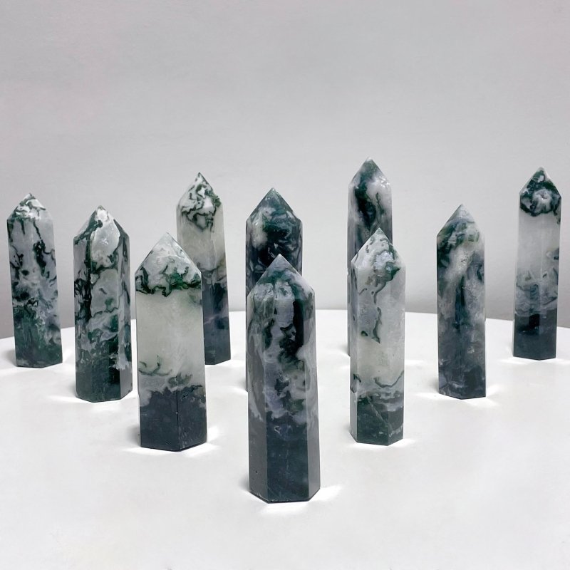 Fat Moss Agate Points Tower Wholesale - Wholesale Crystals