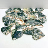 20 Pieces Large Geode Green & Pink Moss Agate Heart