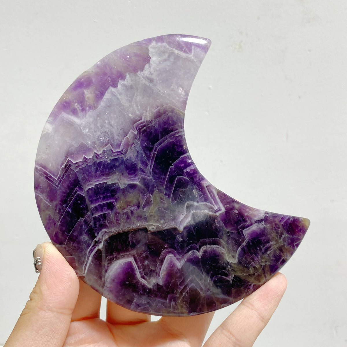 7 Pieces Chevron Amethyst Moon With Stand