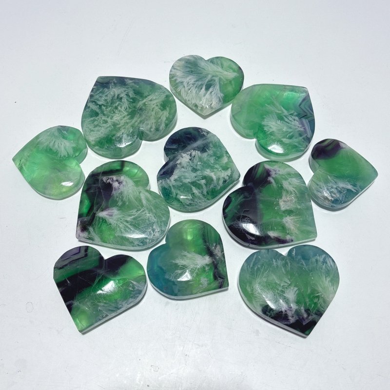 Feather Fluorite Heart Wholesale(with crack) - Wholesale Crystals