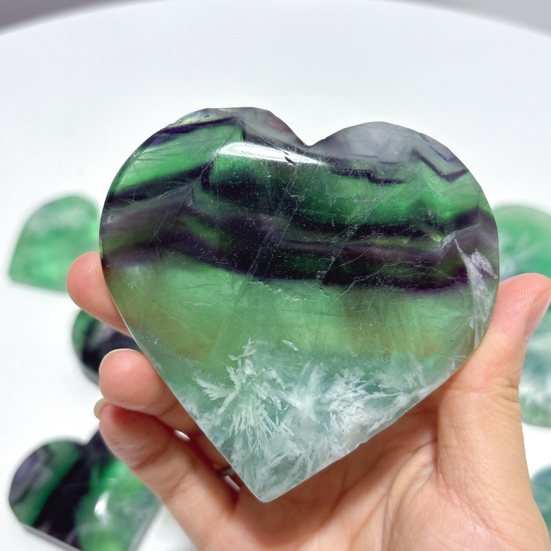 Feather Fluorite Heart Wholesale(with crack) - Wholesale Crystals