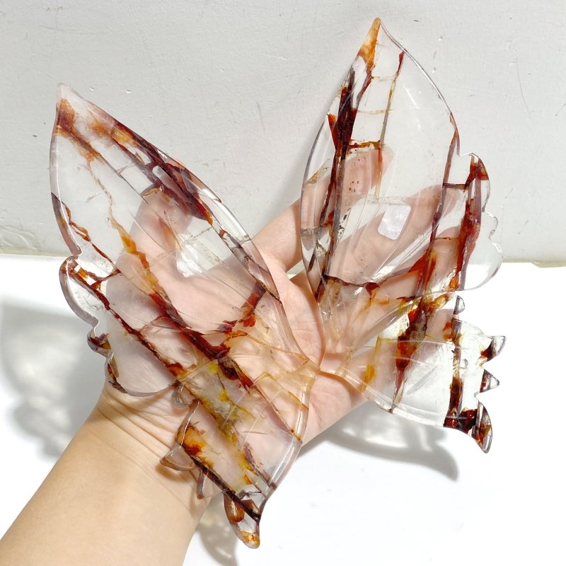 Fire Quartz Butterfly Wing Carving With Stand -Wholesale Crystals