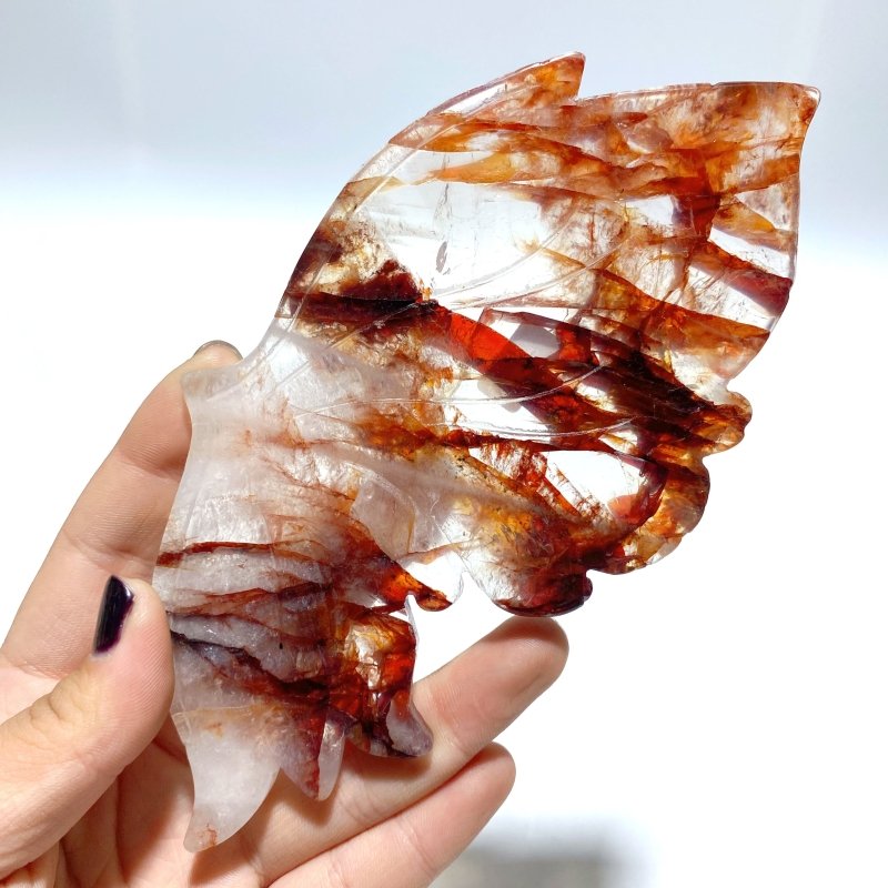 Fire Quartz Butterfly Wing Carving With Stand - Wholesale Crystals