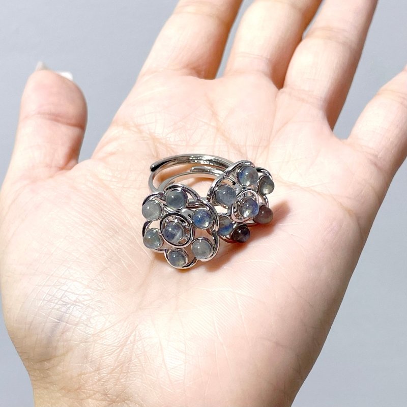 Flower Shape Labradorite Rotatable Ring Crystal Wholesale - Wholesale Crystals