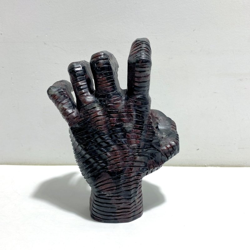 Garnet Mixed Astrophyllite Witchcore Demon Hand Carving - Wholesale Crystals