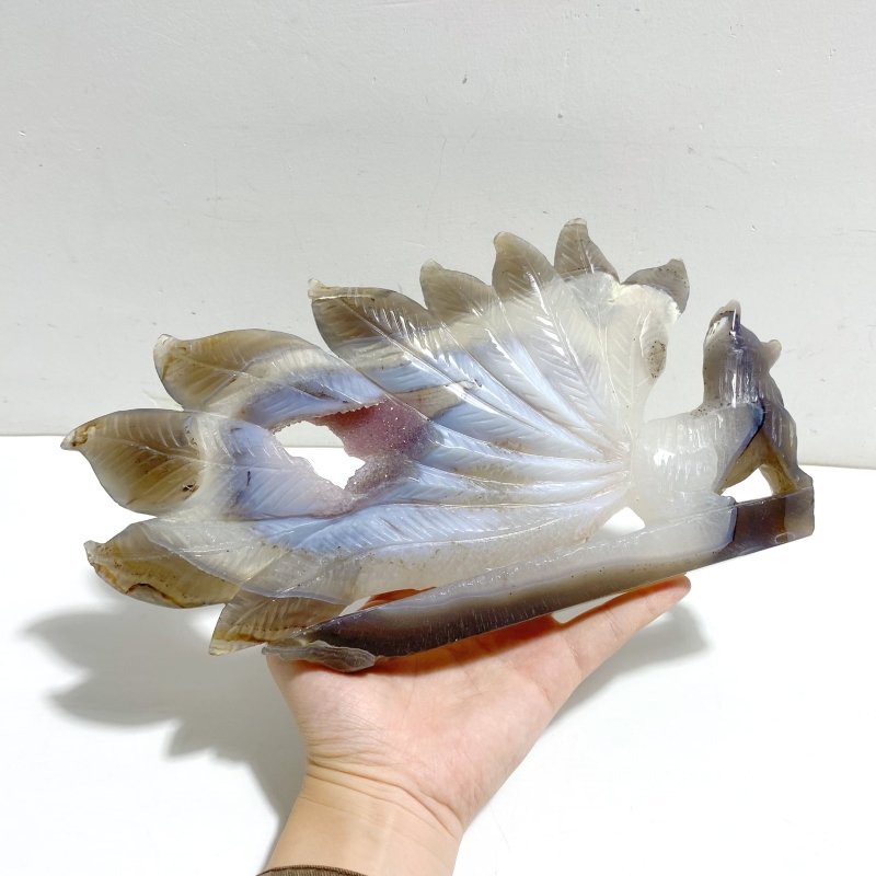 Geode Agate Druzy Nine - tailed Fox Carving 10 - Wholesale Crystals