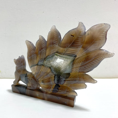 Geode Agate Druzy Nine - tailed Fox Carving 14 - Wholesale Crystals