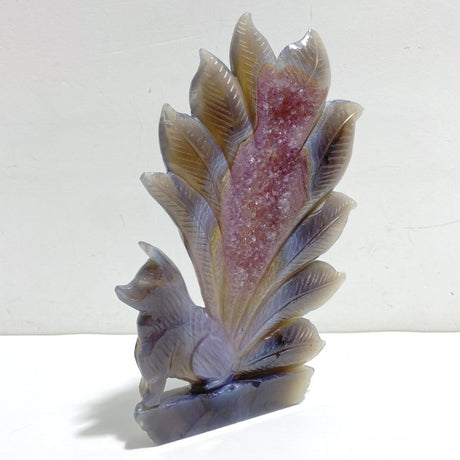 Geode Agate Druzy Nine - tailed Fox Carving 14 - Wholesale Crystals