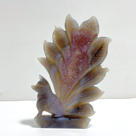 Geode Agate Druzy Nine - tailed Fox Carving 14 - Wholesale Crystals