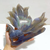 Geode Agate Druzy Nine - tailed Fox Carving 15 - Wholesale Crystals