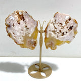 Geode Druzy Pink Amethyst Slab Butterfly Wing Carving With Stand -Wholesale Crystals