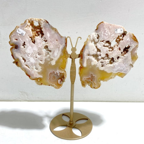 Geode Druzy Pink Amethyst Slab Butterfly Wing Carving With Stand -Wholesale Crystals