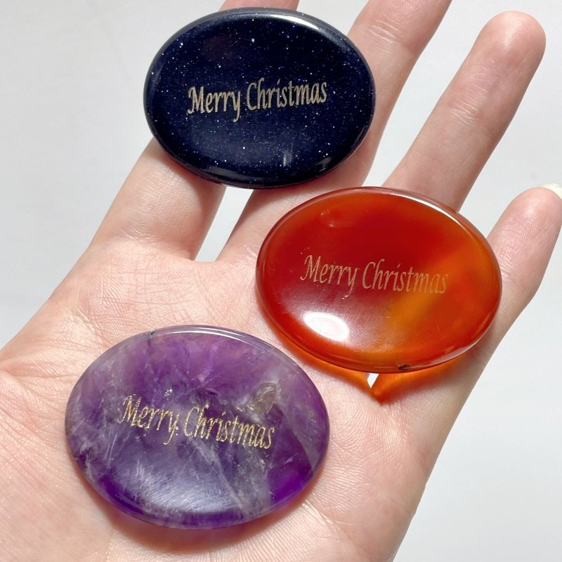 Gold Foil Lettering For Christmas Gift Worry Stone Wholesale - Wholesale Crystals