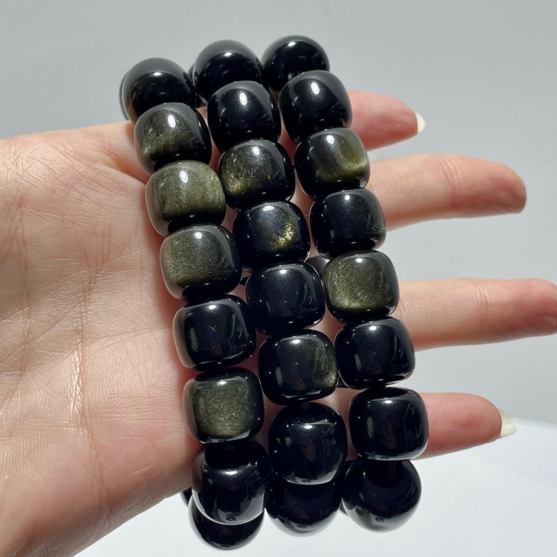 Gold Sheen Obsidian Cube Bracelet Wholesale - Wholesale Crystals