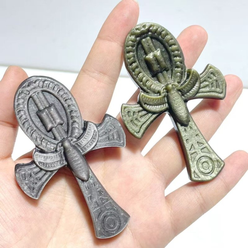 Gold Sheen Obsidian Silver Sheen Obsidian Anka Cross Wholesale - Wholesale Crystals