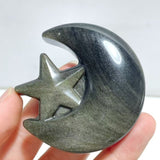 Gold Sheen Obsidian Silver Sheen Obsidian Moon Star Carving Wholesale - Wholesale Crystals