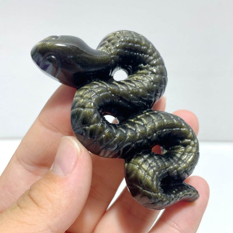 Gold Sheen Obsidian Silver Sheen Obsidian Snake Carving Wholesale - Wholesale Crystals
