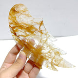 Golden Hematoid Quartz Fire Quartz Angel Wing Carving With Stand - Wholesale Crystals