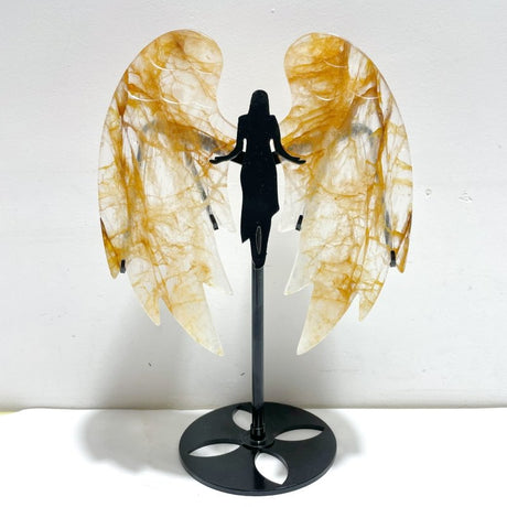 Golden Hematoid Quartz Fire Quartz Angel Wing Carving With Stand - Wholesale Crystals