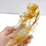 Golden Hematoid Quartz Fire Quartz Angel Wing Carving With Stand - Wholesale Crystals