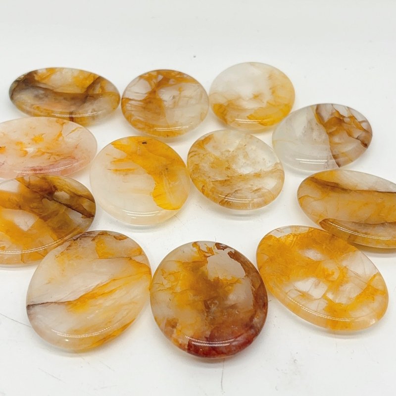 Golden Hematoid Quartz Fire Quartz Worry Stone Wholesale -Wholesale Crystals