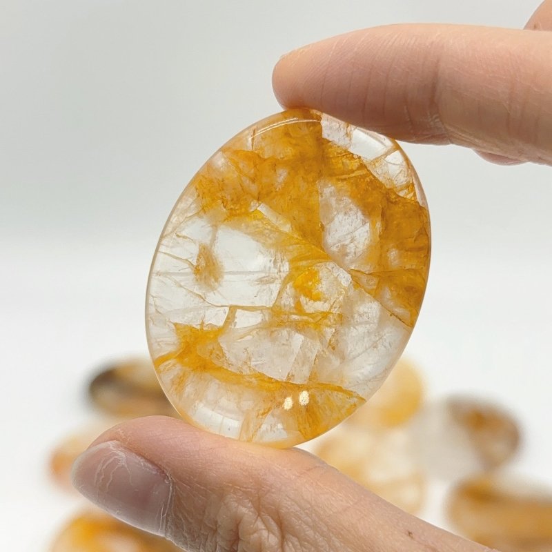 Golden Hematoid Quartz Fire Quartz Worry Stone Wholesale -Wholesale Crystals