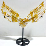 Golden Hematoid Quartz Heart Wing Carving With Stand Fire Quartz -Wholesale Crystals