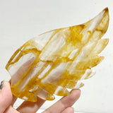 Golden Hematoid Quartz Heart Wing Carving With Stand Fire Quartz -Wholesale Crystals