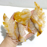 Golden Hematoid Quartz Heart Wing Carving With Stand Fire Quartz -Wholesale Crystals
