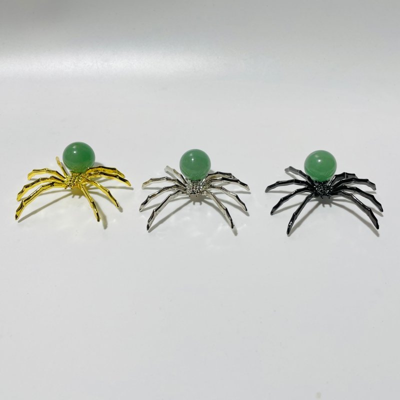 Green Aventurine Crystal Sphere Spider Ornament Handmade Alloy Spider DIY Wholesale -Wholesale Crystals