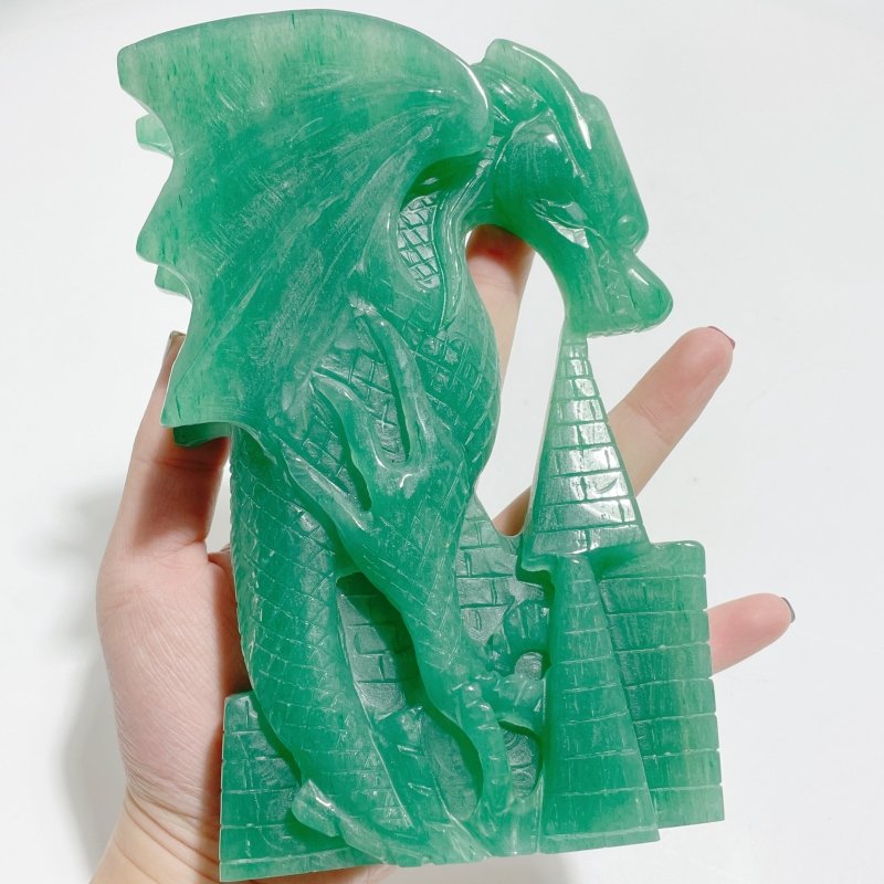 Green Aventurine Dragon Castle Carving - Wholesale Crystals