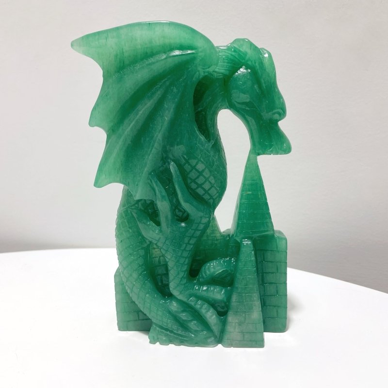 Green Aventurine Dragon Castle Carving - Wholesale Crystals