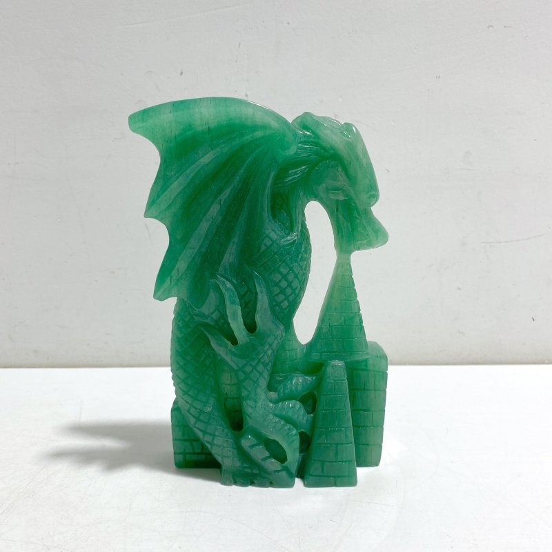Green Aventurine Flying Dragon Castle Carving 4 -Wholesale Crystals