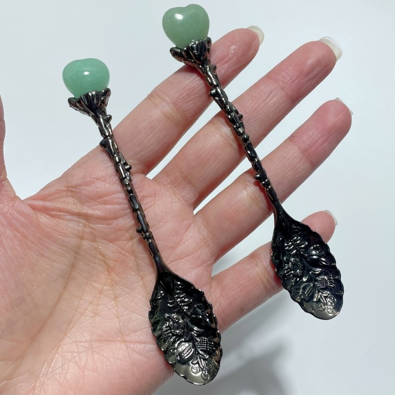 Green Aventurine Mini Heart Coffee Spoon Wholesale - Wholesale Crystals