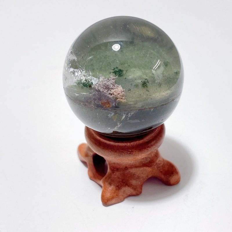 Green Garden Quartz Sphere With Wooden Stand - Wholesale Crystals