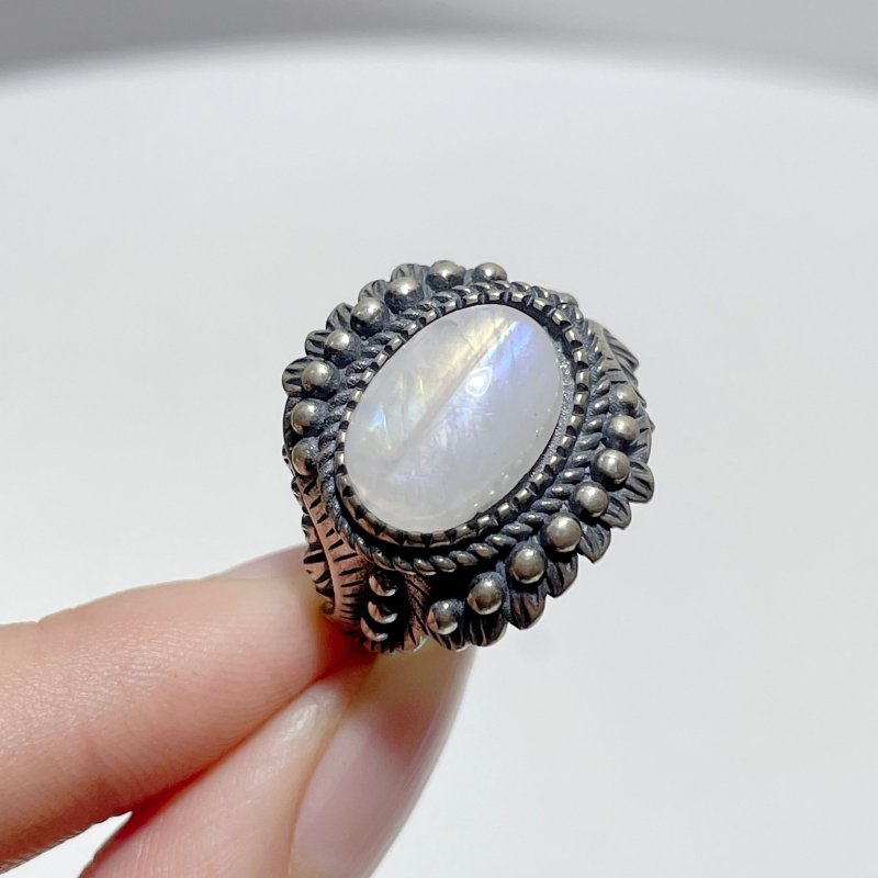 #H2 Silver Rings Wholesale Moonstone Amethyst Malachite - Wholesale Crystals