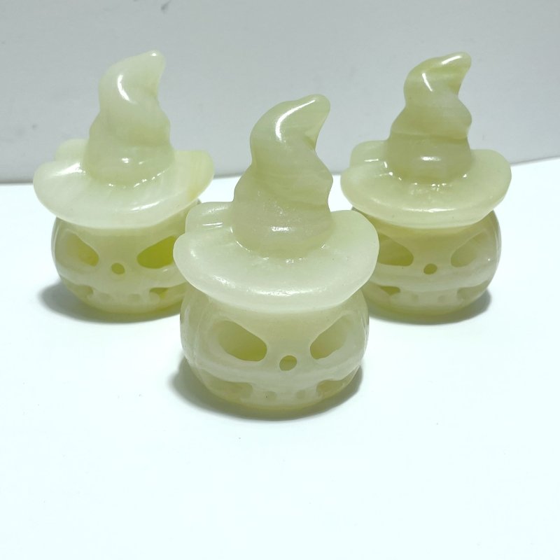 Halloween Pumpkin Wizard Hollow Carving Wholesale Black Obsidian Afghanistan Jade - Wholesale Crystals