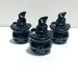Halloween Pumpkin Wizard Hollow Carving Wholesale Black Obsidian Afghanistan Jade - Wholesale Crystals