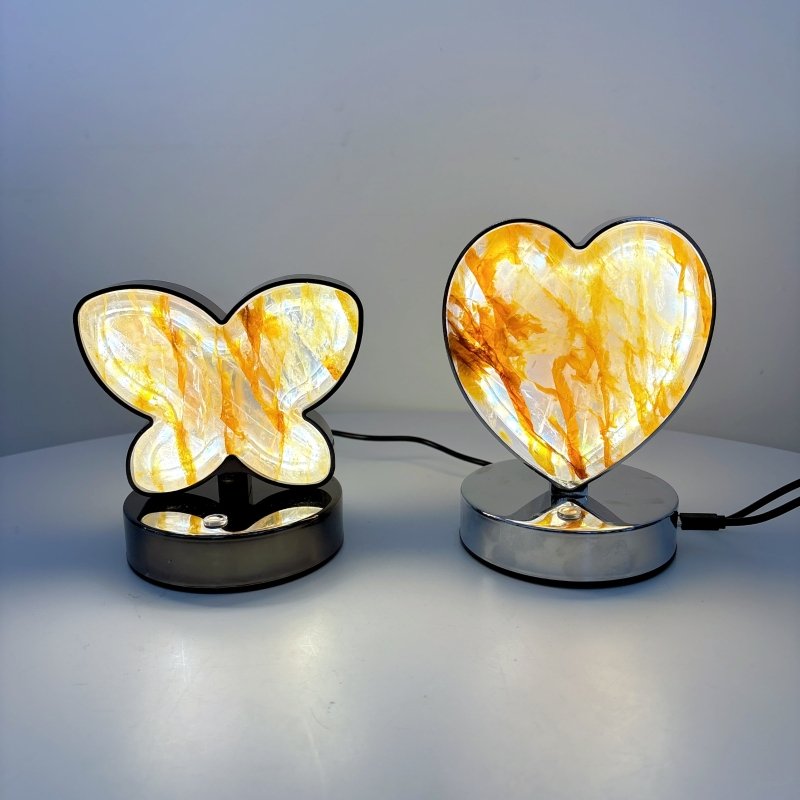 Hematoid Quartz LED Table Lamp Moon Heart & Butterfly Shape - Wholesale Crystals