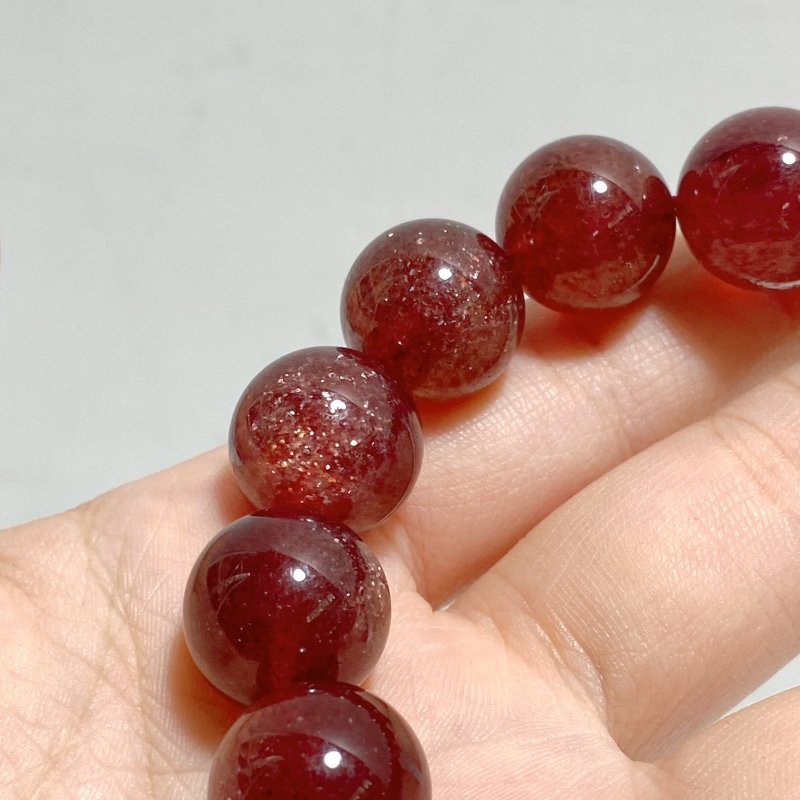 High Grade 15mm Spark Strawberry Quartz Bracelet -Wholesale Crystals